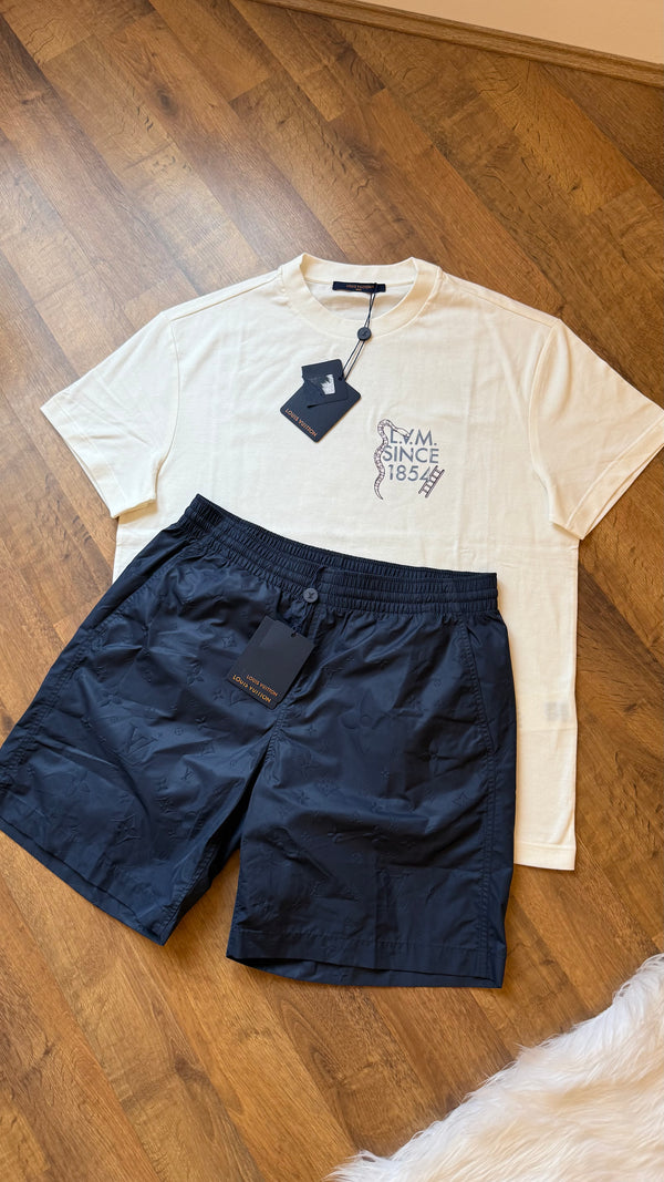Louis Vuitton Navy Shorts & Tee Set